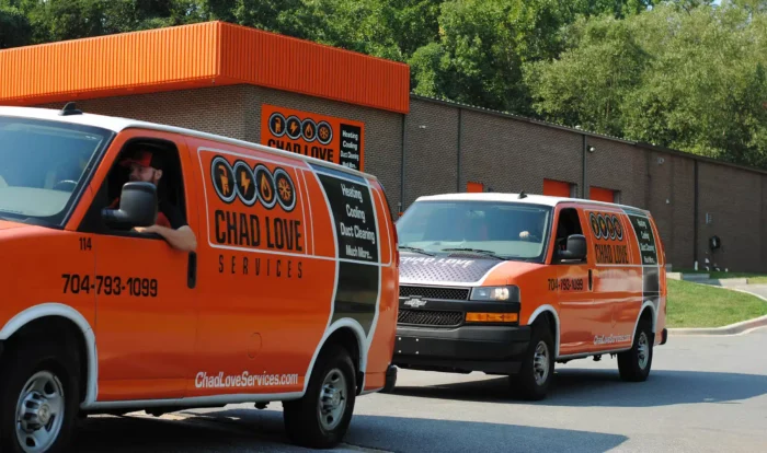 Chad Love Services fleet vand driving in Concord, NC.