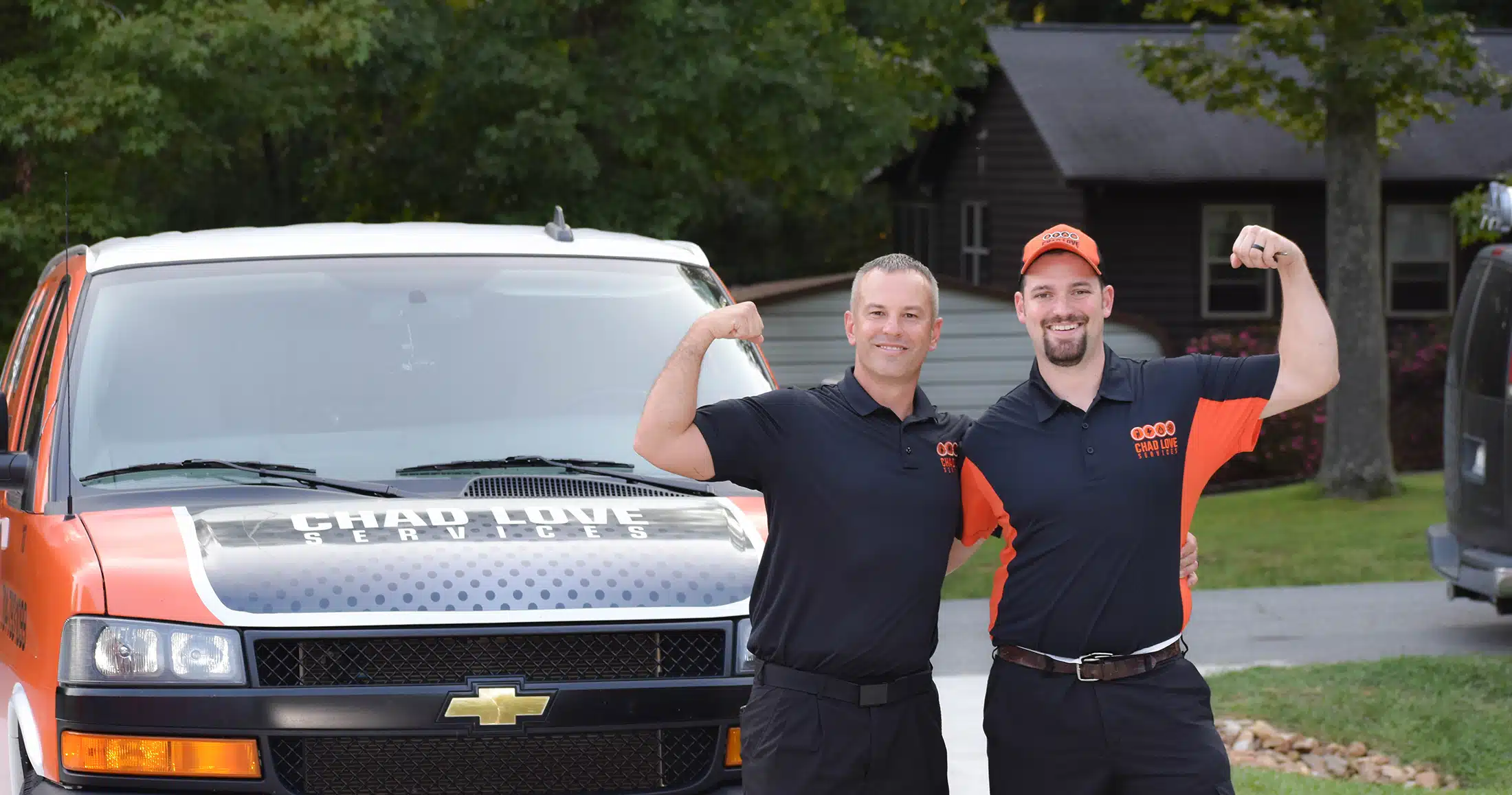 Chad Love services techs smiling in Concord, NC.